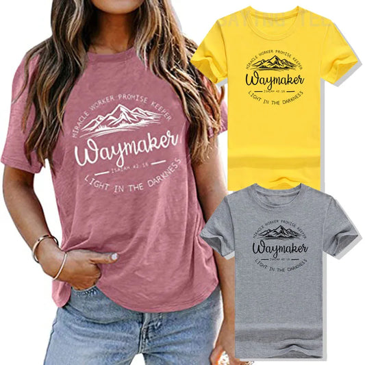 Christian Shirts for Women Waymaker Miracle Worker Promise Keeper T-Shirt Christian Gift Tee Faith God Fashion Graphic Outfits