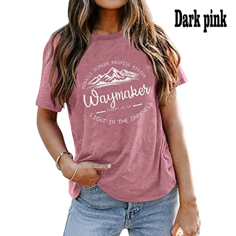 Christian Shirts for Women Waymaker Miracle Worker Promise Keeper T-Shirt Christian Gift Tee Faith God Fashion Graphic Outfits